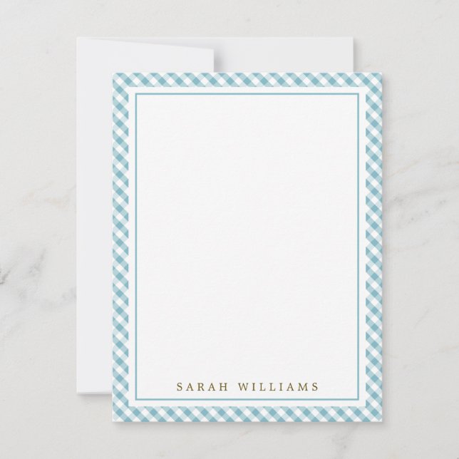 Convites Notas de agradecimento do Blue Gingham Flat (Frente)