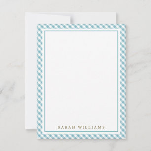 Convites Notas de agradecimento do Blue Gingham Flat