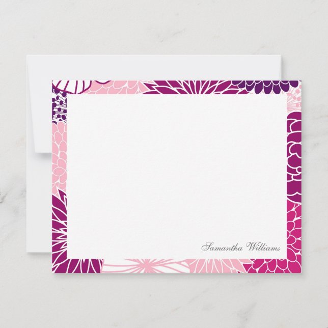 Convites Notas de agradecimento planas com padrão floral Mo (Frente)