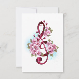 Convites Notas de clave de trecho musical com flores de Sak