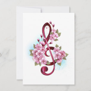 Convites Notas de clave de trecho musical com flores de Sak
