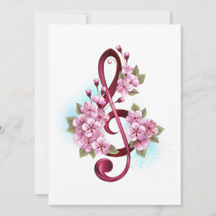 Convites Notas de clave de trecho musical com flores de Sak