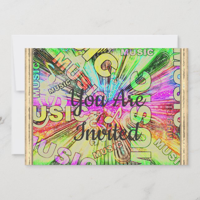 Convites Notas de música coloridas (Frente)