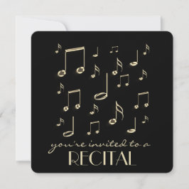 Convites notas de ouro faux recital de música