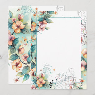 Convites Notas e flores de música aquáticas