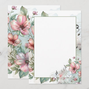 Convites Notas e flores de música aquáticas