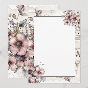 Convites Notas e flores de música aquáticas