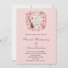 Convites Notas Musicais e Flores Casamento Estilo Vintage