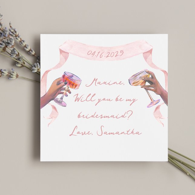 Convites Notecard de Proposta de Bridesmaid Elegante manusc (Criador carregado)