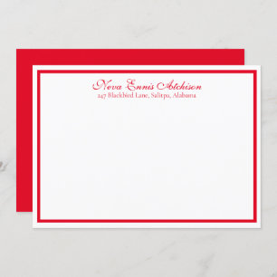 Convites Notecard Plana Personalizado Vermelho e Branco