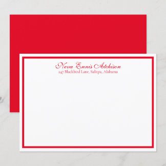 Convites Notecard Plana Personalizado Vermelho e Branco