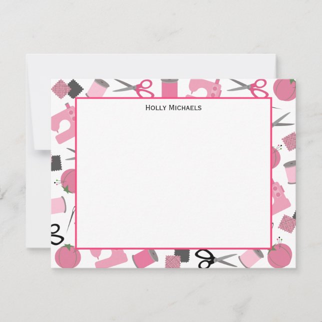 Convites Notecards liso temático Sewing (Frente)