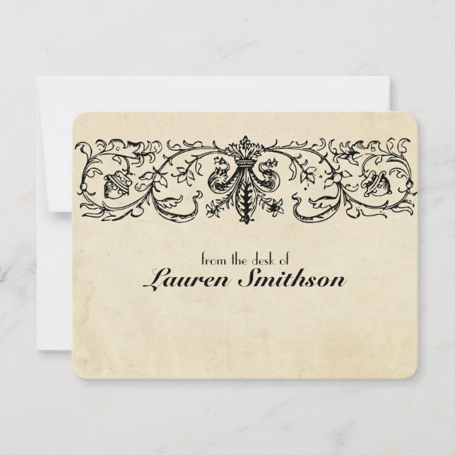 Convites Notecards personalizado Fleur preto (Frente)