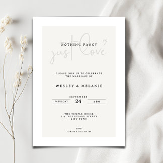 Convites Nothing Fancy Just Love Beige Elegant Wedding