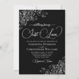 Convites Nothing Fancy Just Love Black & Silver Wedding