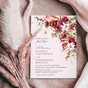 Convites Nothing Fancy Just Love Borgonha Floral Qr Casamen