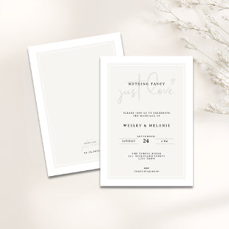 Convites Nothing Fancy Just Love Minimal Elegant Wedding