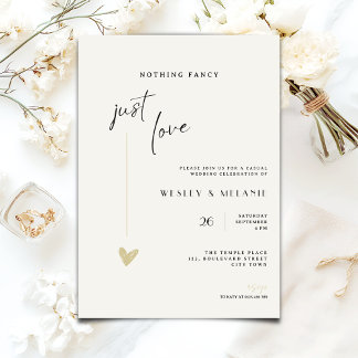 Convites Nothing Fancy Just Love Minimal Wedding Invitation