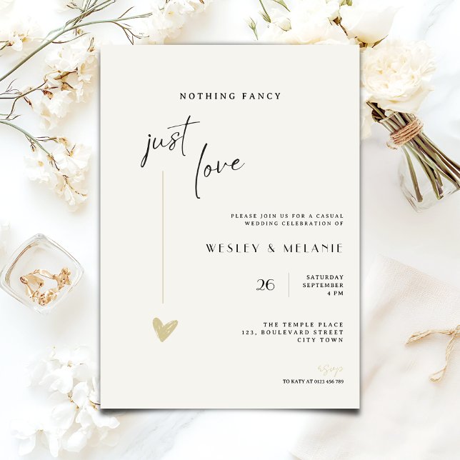 Convites Nothing Fancy Just Love Minimal Wedding Invitation (Criador carregado)