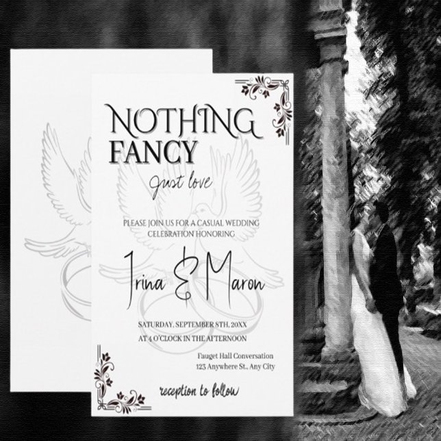 Convites Nothing Fancy Just Love Minimalist Casual Wedding  (Criador carregado)