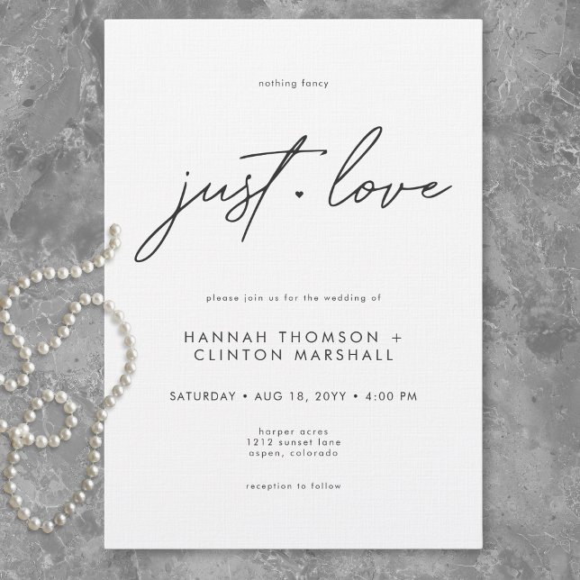 Convites Nothing Fancy Just Love Minimalist Wedding (Nothing Fancy Just Love Minimalist Wedding Invitation)