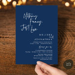 Convites Nothing Fancy Just Love, Modern Wedding Reception<br><div class="desc">Elegantly announce your happily ever after with our modern classy wedding elopement reception dinner celebration invitation card, with card title "Nothing Fancy, Just love". Tailored for couples continuing their love story, this invitation strikes a perfect balance of sophistication and charm, setting the scene for an unforgettable event. Featuring a modern...</div>