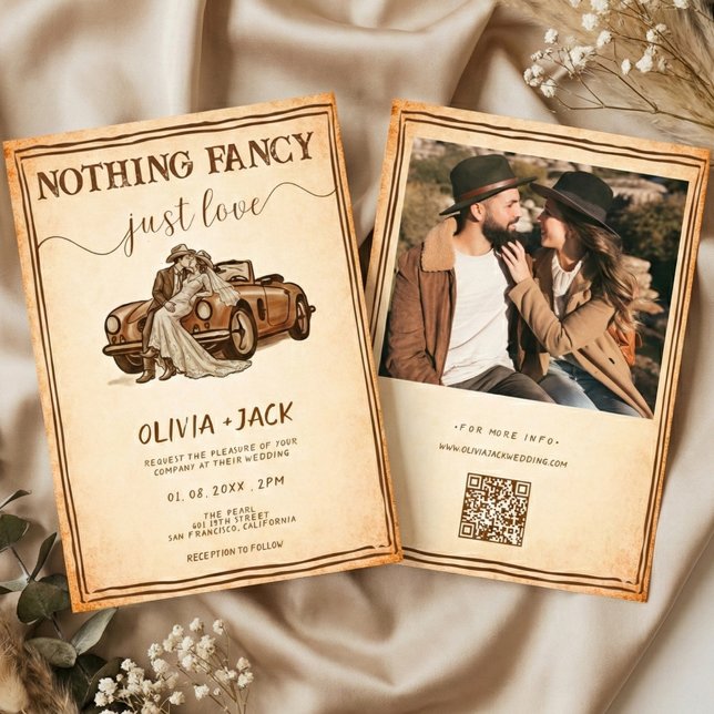 Convites Nothing Fancy Just Love Photo QR Code Wedding   (Criador carregado)