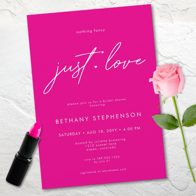 Convites Nothing Fancy Just Love Pink Minimal Bridal Shower (Nothing Fancy Just Love Pink Minimal Bridal Shower Invitation)