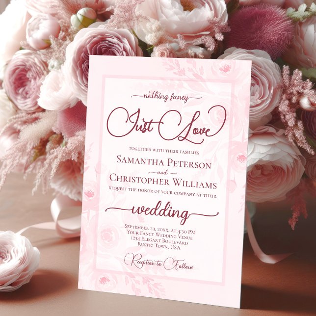 Convites Nothing Fancy Just Love Pink Peonies Boho Wedding (Criador carregado)