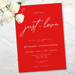 Convites Nothing Fancy Just Love Red Minimal Bridal Shower