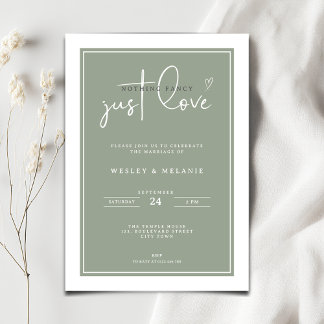 Convites Nothing Fancy Just Love Sage Green Elegant Wedding