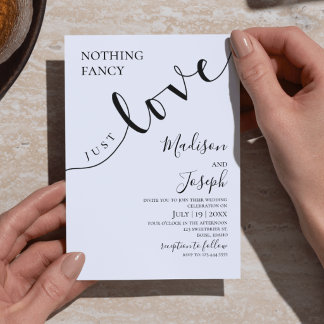 Convites Nothing Fancy Just Love, Wedding, Script, Simple