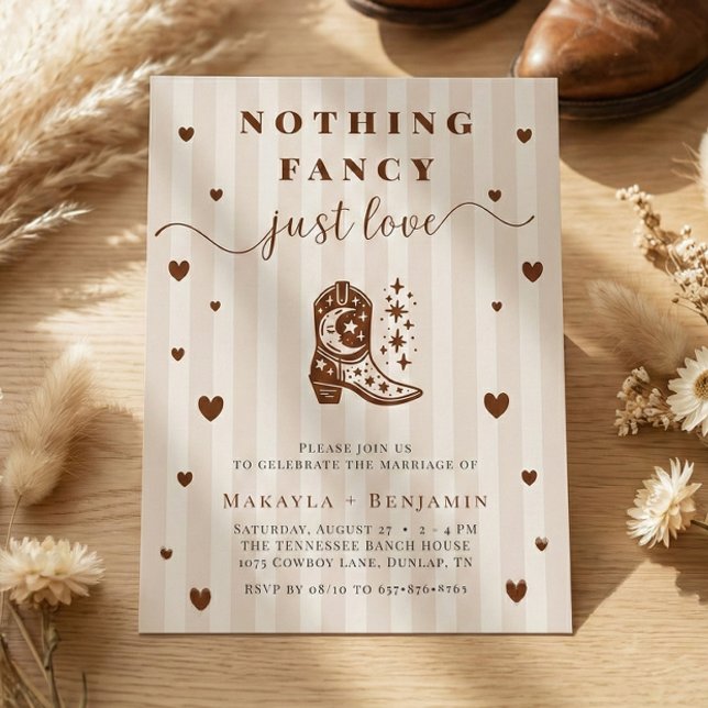 Convites Nothing Fancy Just Love Western Rustic Wedding (Criador carregado)