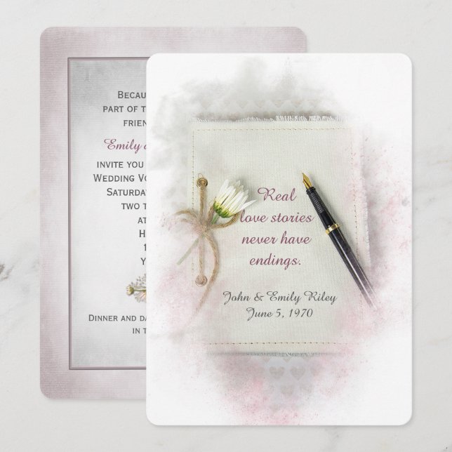 Convites Notícia de Renovação de Vow de Casamento com marga (Frente/Verso)