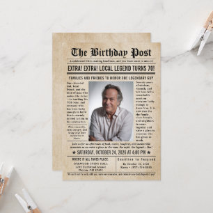 Convites Notícias de Aniversário de Jornal Vintage Homens 7
