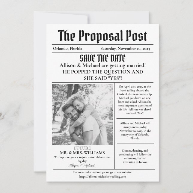 Convites Notícias de última hora: reserve a data para nosso (Frente)