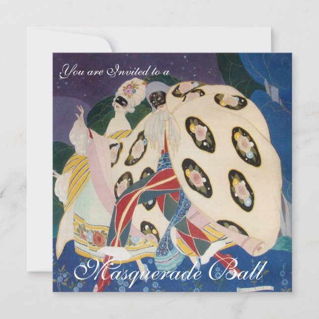 CONVITES NOTURNA COM MÁSCARAS, BOLA DE MASCARADA DE GRAS MA (Frente)