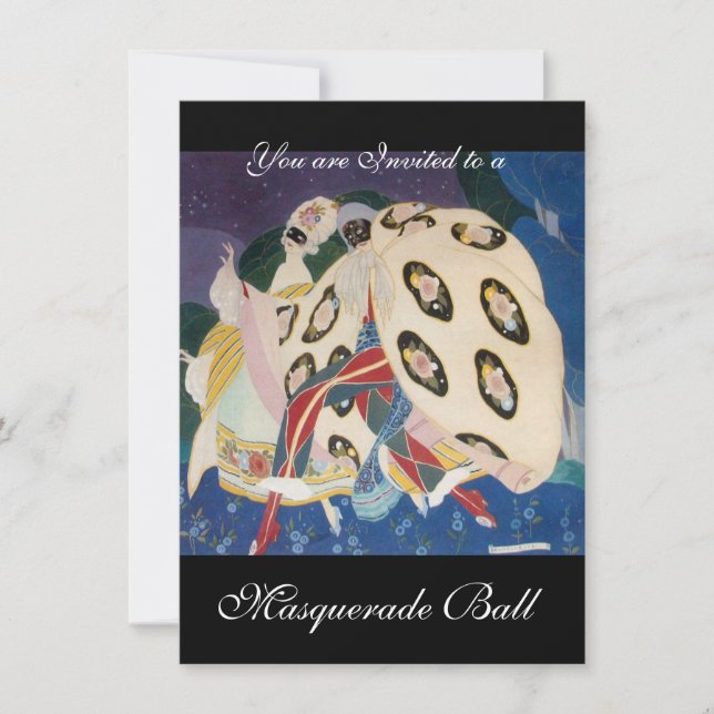 CONVITES NOTURNA COM MÁSCARAS, BOLA DE MASCARADA DE GRAS MA (Frente)