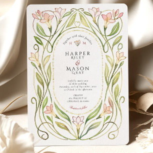 Convites Nouveau Peach Lily Wedding Elegante