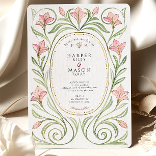 Convites Nouveau Pink Lily Wedding Elegante
