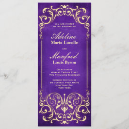 Convites Nouveau Victorian: Casamento Dourado e EggPlant