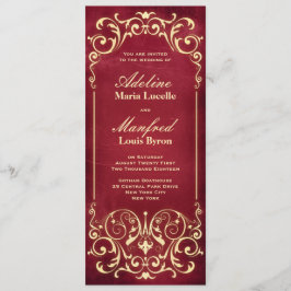 Convites Nouveau Victorian: Casamento Vermelho e Dourado