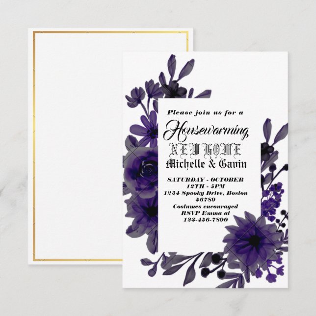 Convites Nova casa moderna festa de aquecimento de outono d (Frente/Verso)