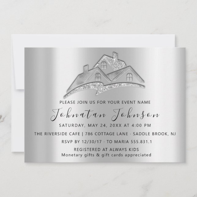 Convites Nova Casa Mudamos Festa de Casa ImobiliáriaCinza (Frente)