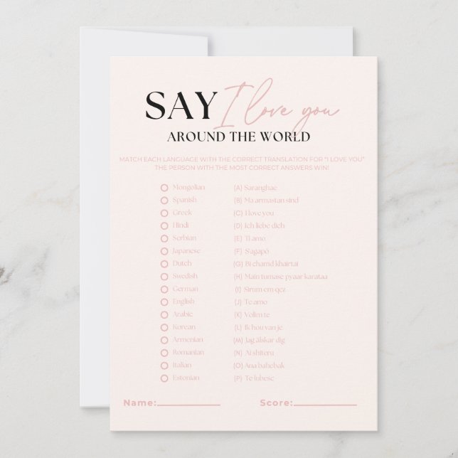 Convites Nova Digo Eu Te Amo Ao Redor Do Mundo Jogo de Noiv (Frente)