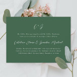 Convites Nova Elegibilidade Monograma Nomes Verdes<br><div class="desc">Personalize todas as fontes e cores para o evento de casamento; adicione um corte de morrer ou papel especial para elevar este design.</div>