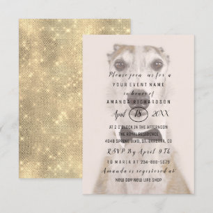 Convites Nova foto de cachorro de estimação  Dourado Sepia 