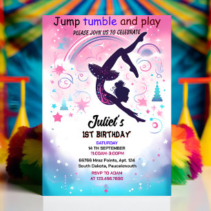 Convites nova ginástica de menina rosa-rosa moderna 10º ani