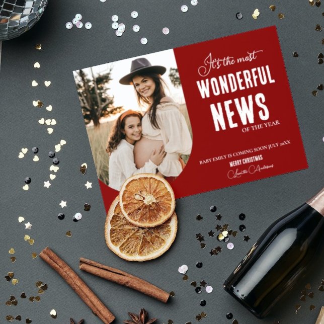 Convites Nova gravidez de Natal moderna (Criador carregado)