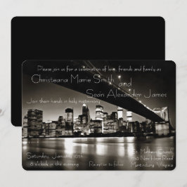 Convites Nova Iorque Branca e Negra Moderna à Noite